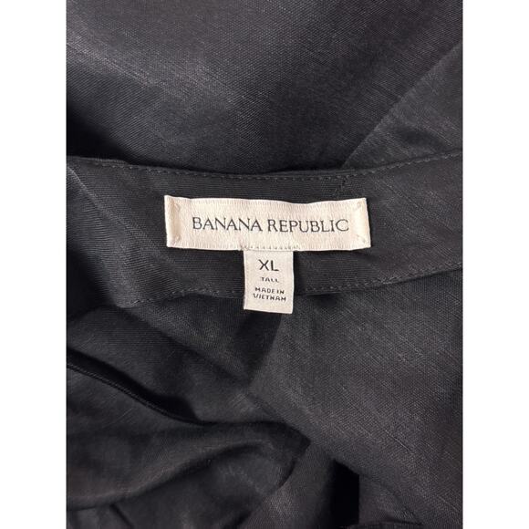 Banana Republic Dress XL Tall Womens Black Viscose Linen Mini - Picture 7 of 9